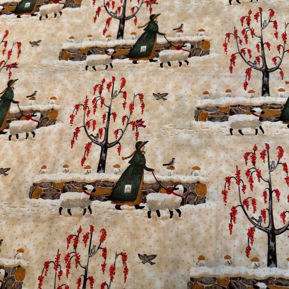 Spectrix Carol Endres Seasons of 1823 Holiday Cotton Fabric 3 Yards x 44" Sheep - Picture 2 of 6